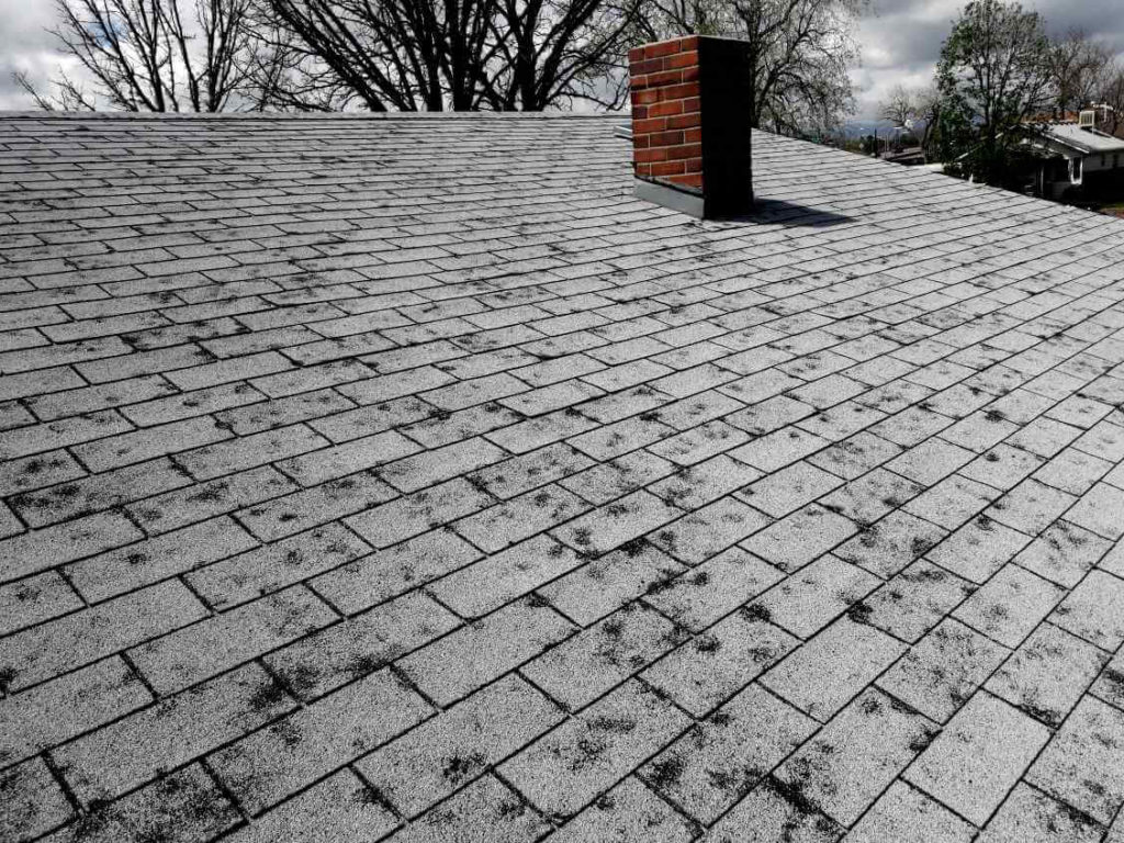 Grey roof with chimney